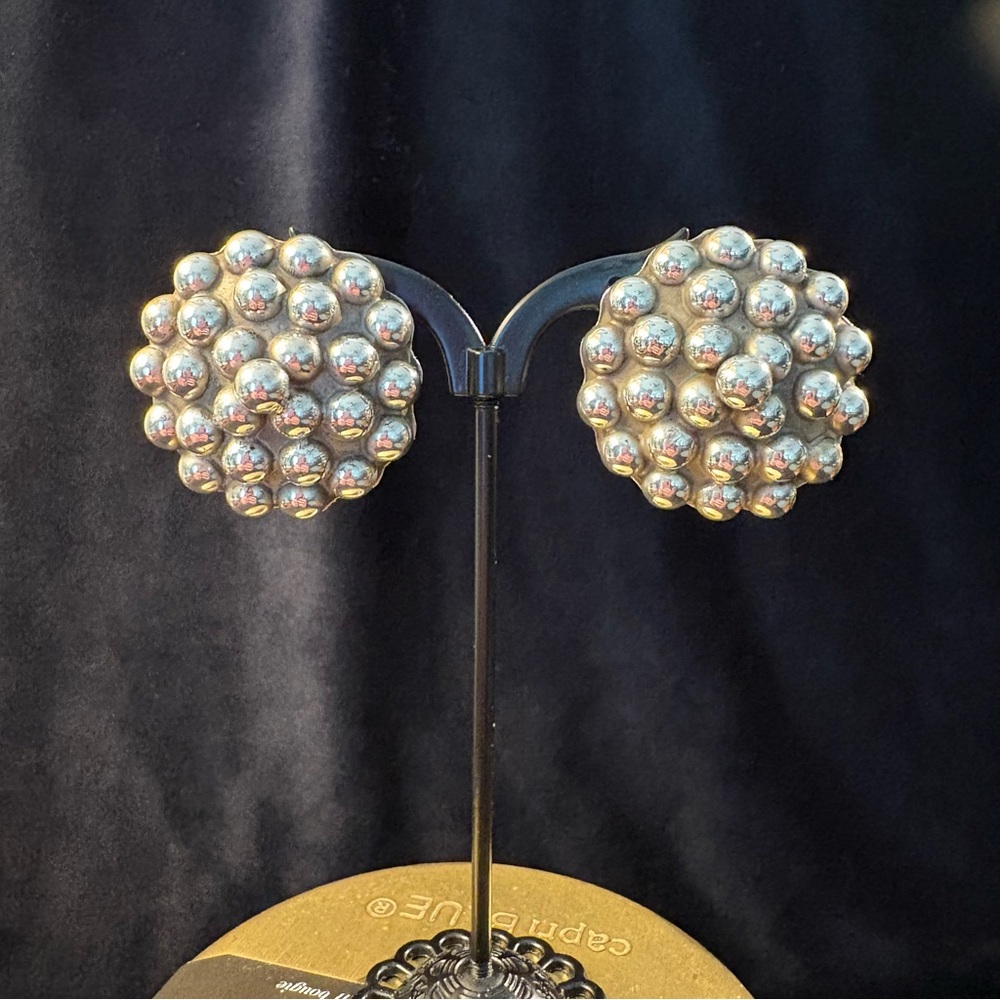 Taxco Sterling Dew Drop Clip-on Earrings